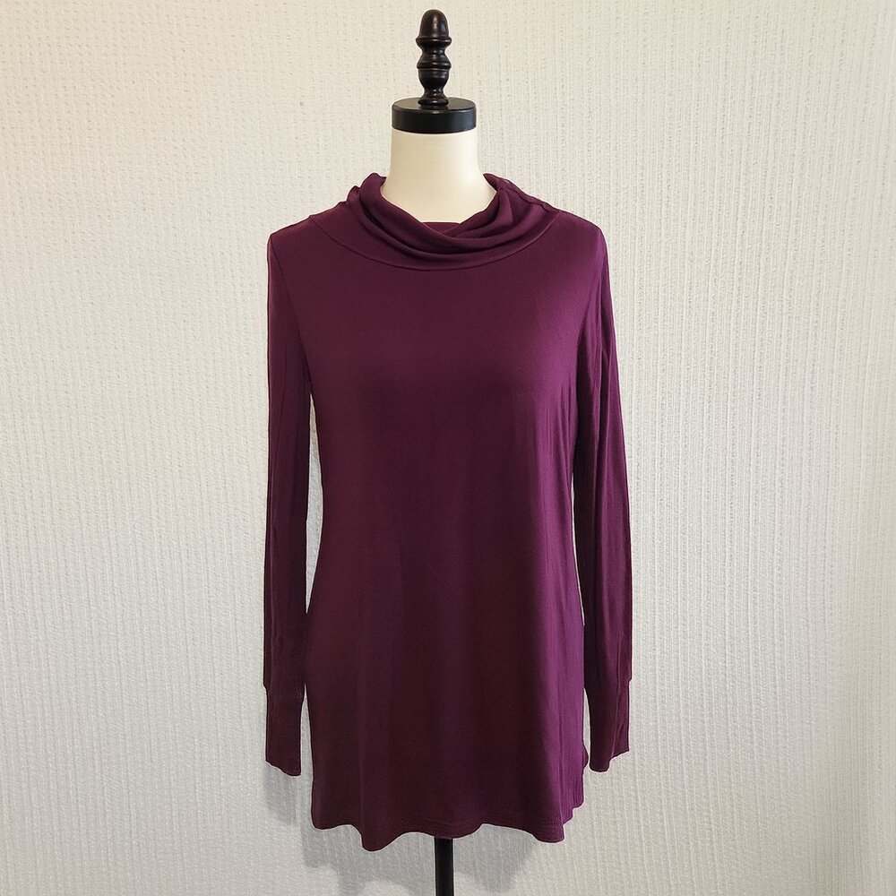 Adyson Parker Maroon Cowl Neck Long Sleeve Tunic Top Soft Stretch Women’s Medium